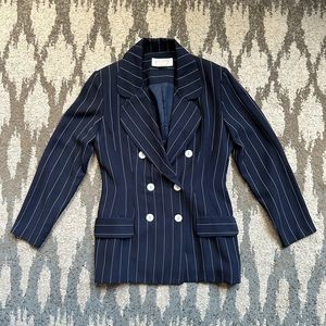 Vintage Petite Sophisticate Navy Pinstripe Blazer